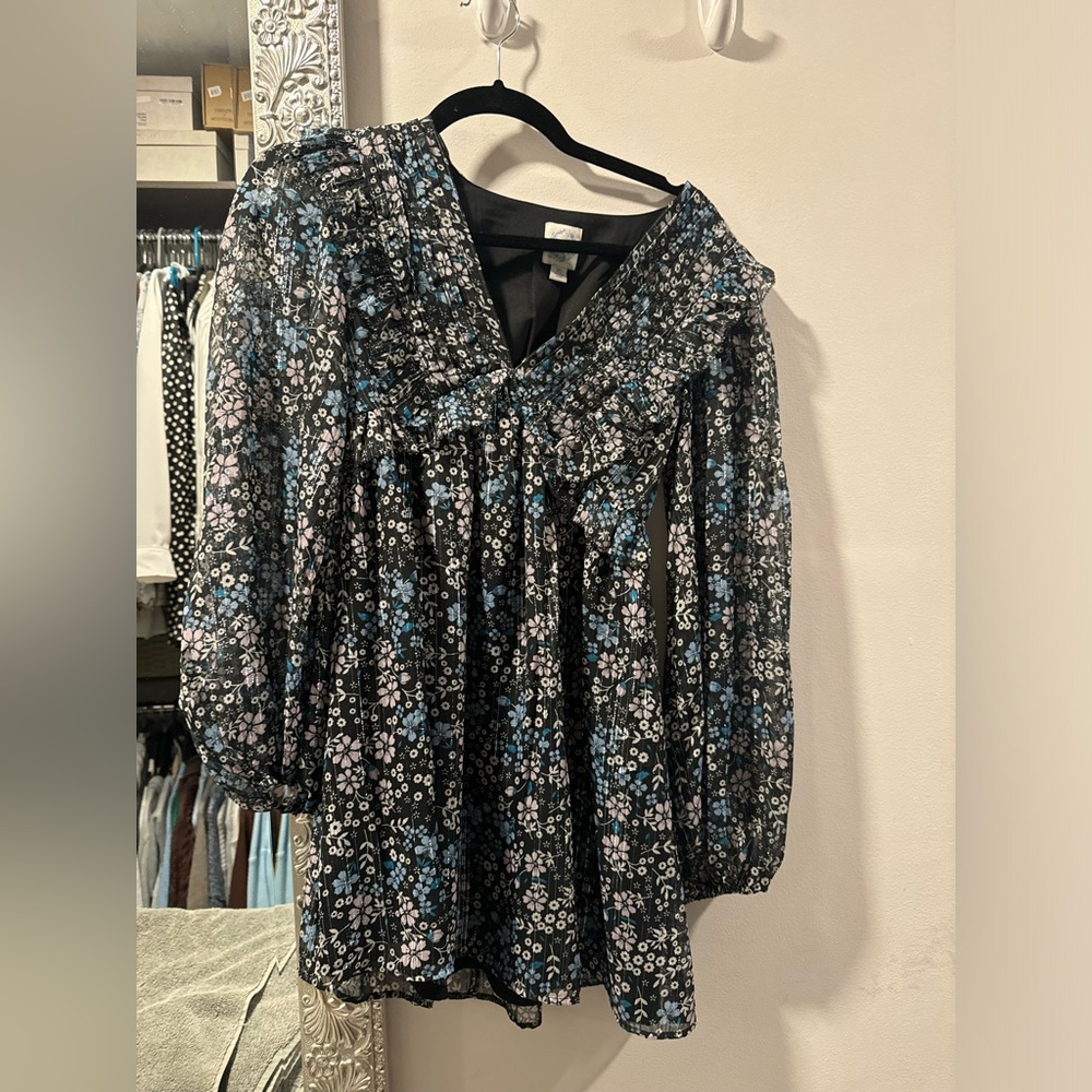 Floral Sheer dress with Ruffle Detail